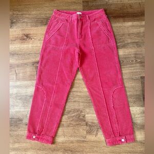 POL‎ womens corduroy pants sz large pink reverse seam cords boho joggers utility